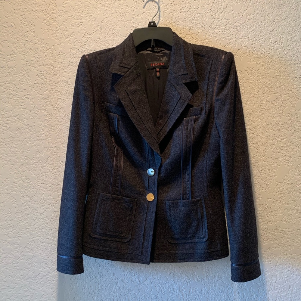 Escada wool blend dark grey blazer, size 38